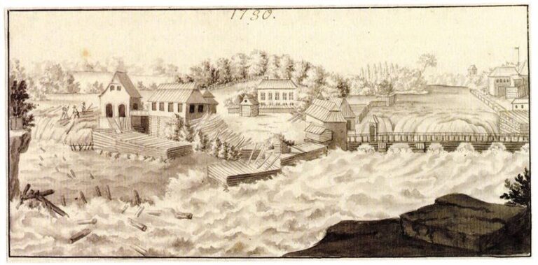 Narva kosk veskiga. Adam Olearius, 17. saj esimene pool. Just selle saare peal kahe kose vahel said kokku (et mitte öelda: andsid teineteisele suud) Eesti tööstuse koit ja eha – kahe maailma ja kahe usu, ida ja lääne piiril. Eesti suurtööstuse kuulsusrikas ajalugu algas siin ja samas see ka otsa lõppes, kui 2010. aasta alguses kuulutati Kreenholmi maa-ala lõplikult kinnisvaraprojektiks.