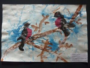 „Talvine vestlus”. Autor 4-aastane Cassandra Pettai Valga Walko lasteaiast. Lasteaia vanuserühma võidutöö.