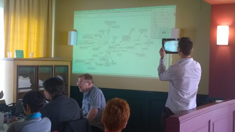 Tahvelarvutikoolitusel osalenud 11 riigi õpetajad õppisid, kuidas koostada tahvlite abil fotoesitlusi ja videojutustusi ning õpimappi, kuidas luua õpetlikke koomikseid ning teha uurimisõpet. Fotod: Robert Conings