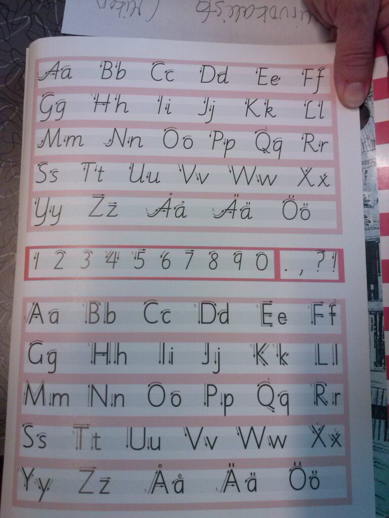 Soome koolides õpetatav tähestik. Esimesel aastal õpitakse selgeks alumised tähed ja teisel aastal ülemised. Uue õppekava tulekuga arutatakse, kas mitte õpetada vaid alumisi tähti.