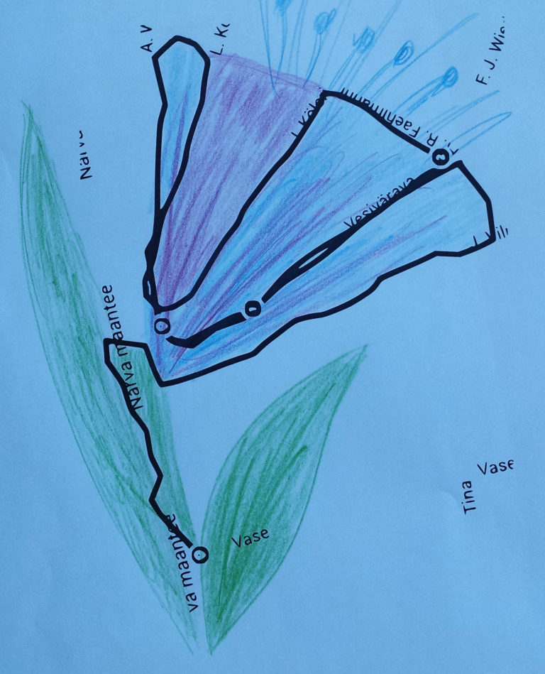 Töötoas „Juhati ehk GPS õppetöös” valmis hulk kunstilisi radu. Pildil on üks neist. Foto: TLÜ