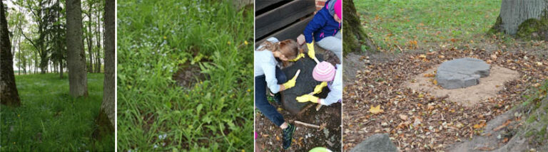 Kõpu põhikooli pärandivaderid korrastasid koolipargis mõisniku koerahaua. Fotod: Kadri Linder