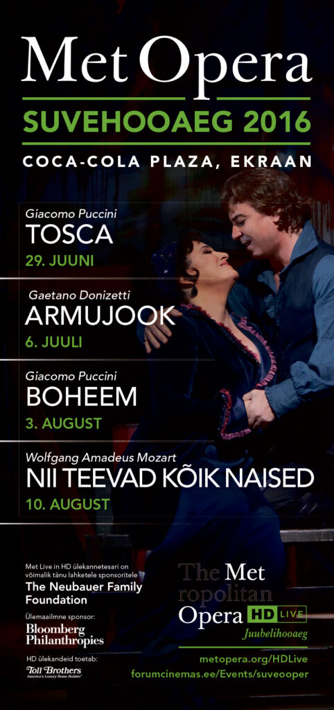 Metropolitan Opera suvehooaja tippteosed jõuavad kinno