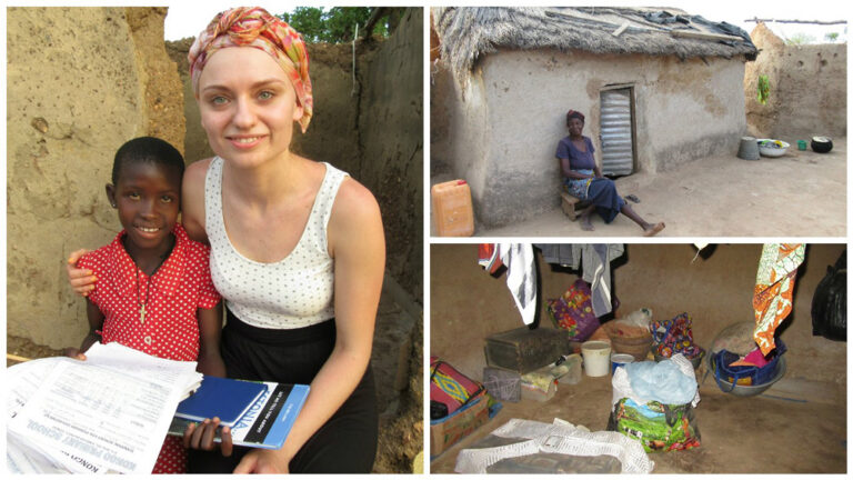 10-aastane Mondo toetuslaps Mercy Amaha on juba neli aastat oma klassis parim. Tüdruk elab väga vaeses kodus. Fotol on Mercyl külas Viktoria Rudenko. Fotod: erakogu