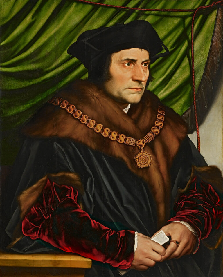 Sir Thomas More. Hans Holbein Noorem, 1527. Thomas More’i kurblooline lõpp oli tema kaasaegse võimu ja vaimu suhete mõistusevastasuse omamoodi kajastus: teinud hiilgavat karjääri, kaotas ta sõna otseses mõttes pea, kuna keeldus kuningas Henry VIII-t Inglise kiriku peaks tunnistamast. Varem oli ta pannud maha lordkantsleri ameti seoses kuninga abielu­lahutuse taotlusega. Teine kuulus Inglise utopistist lordkantsler Francis Bacon sai ligi sada aastat hiljem ametist lahti altkäemaksuvõtmises süüdistatuna. Tema utoopia („Uus Atlantis”, 1627) säilitas ühes era­omandusega iseloomulikult ka eliidi eesõigused.