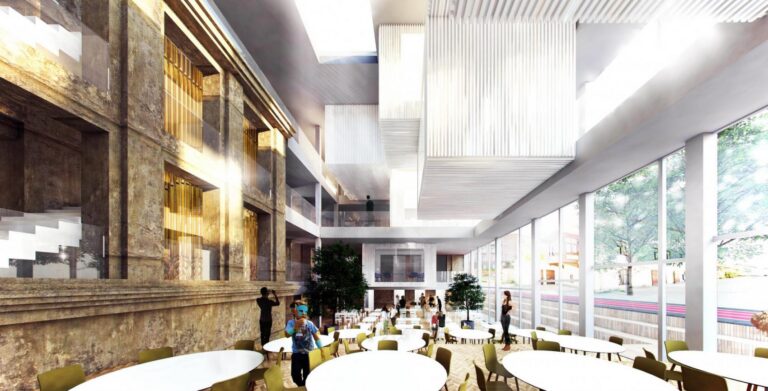 Pilt tulevase kooli aatriumist. Foto koolimaja projektist.