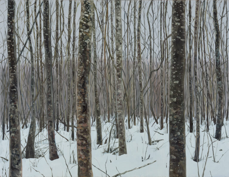 Jane Remmi maal „Eesti mets. Jaanuar” näitus-oksjonil „Puhastatud maailm. Purified world”. Foto: Haus galerii