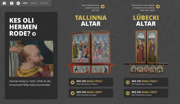 „Rode altar lähivaates”, multimeediaesitluse avaleht.