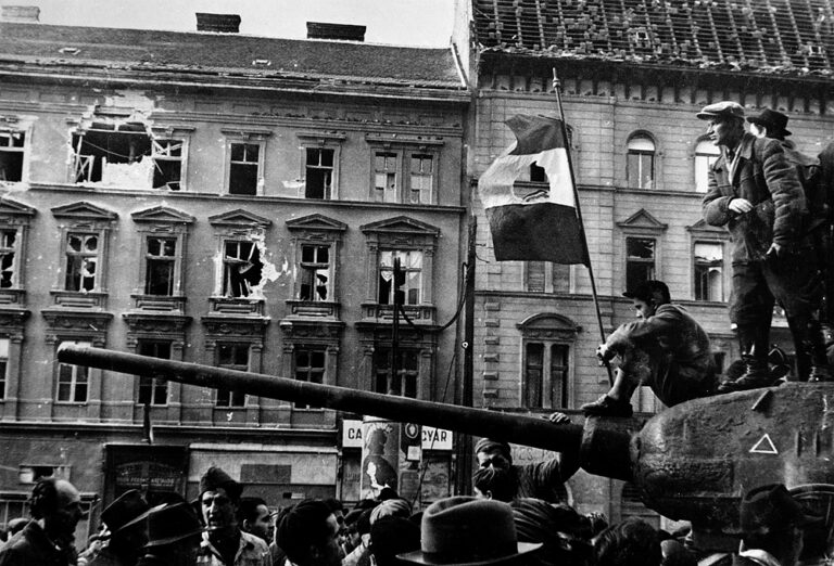 Ülestõusu ajal 1956 kujunes üheks sümboliks väljalõigatud stalinistliku embleemiga lipp.