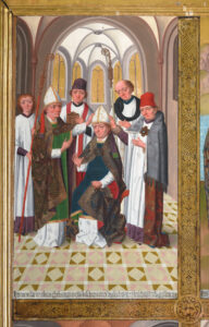 Püha Nikolause piiskopiks pühitsemine. Detail Tallinna Niguliste kiriku peaaltari retaablilt. Lübecki meistri Hermen Rode töökoda, 1478–1481.