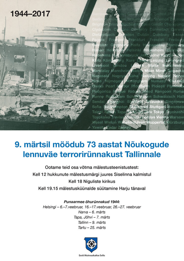 Möödub 73 aastat Nõukogude lennuväe rünnakutest Eesti linnadele