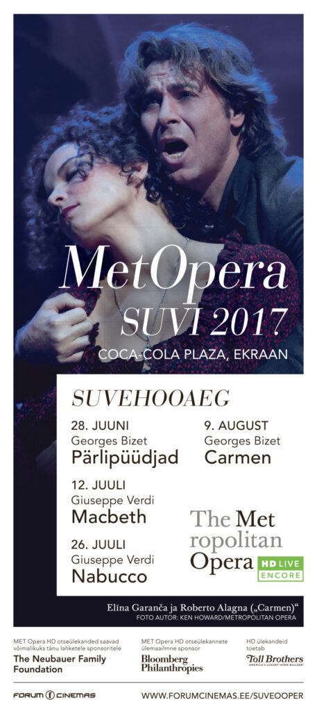 Metropolitan Opera suvehooaja tippteosed jõuavad taas kinno