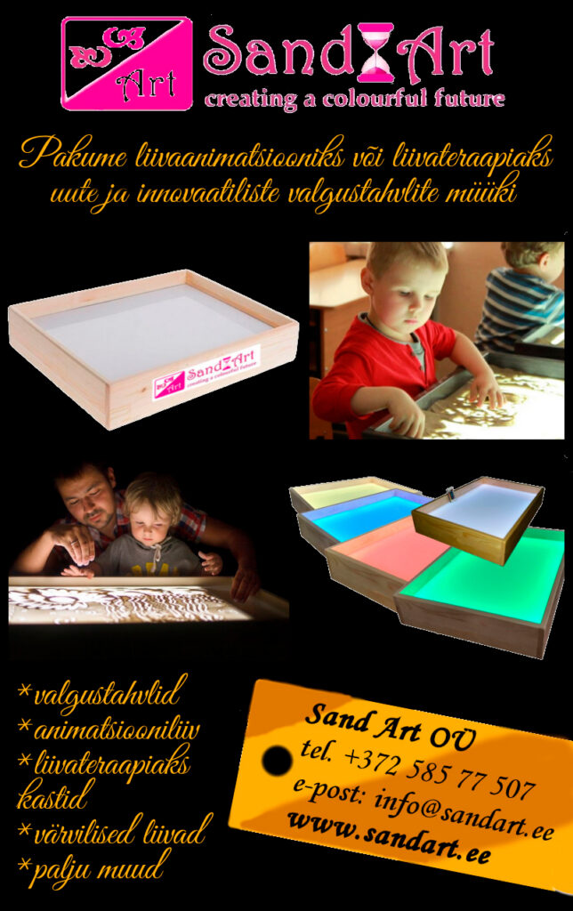 Liivaanimatsioon liiva ja valgustatud tahvliga