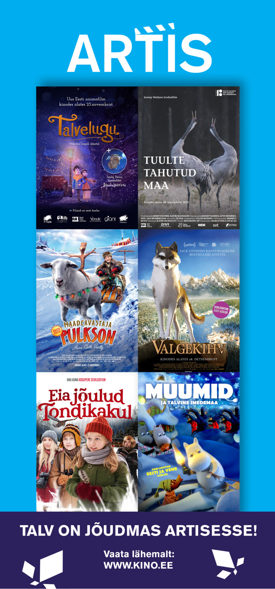 Kino Artis pakub kooligruppidele talve- ja jõuluteemalisi väärtfilme