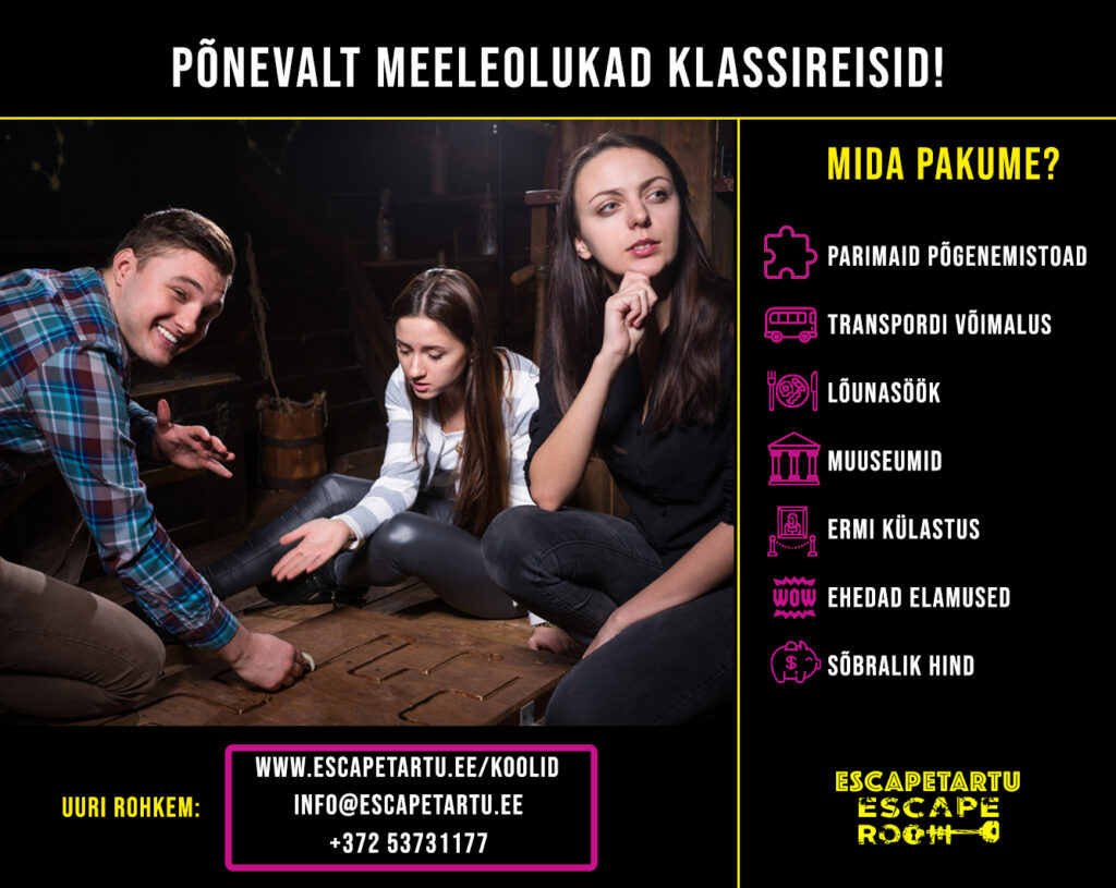EscapeTartu – meeleolukad ja põnevad klassireisid!