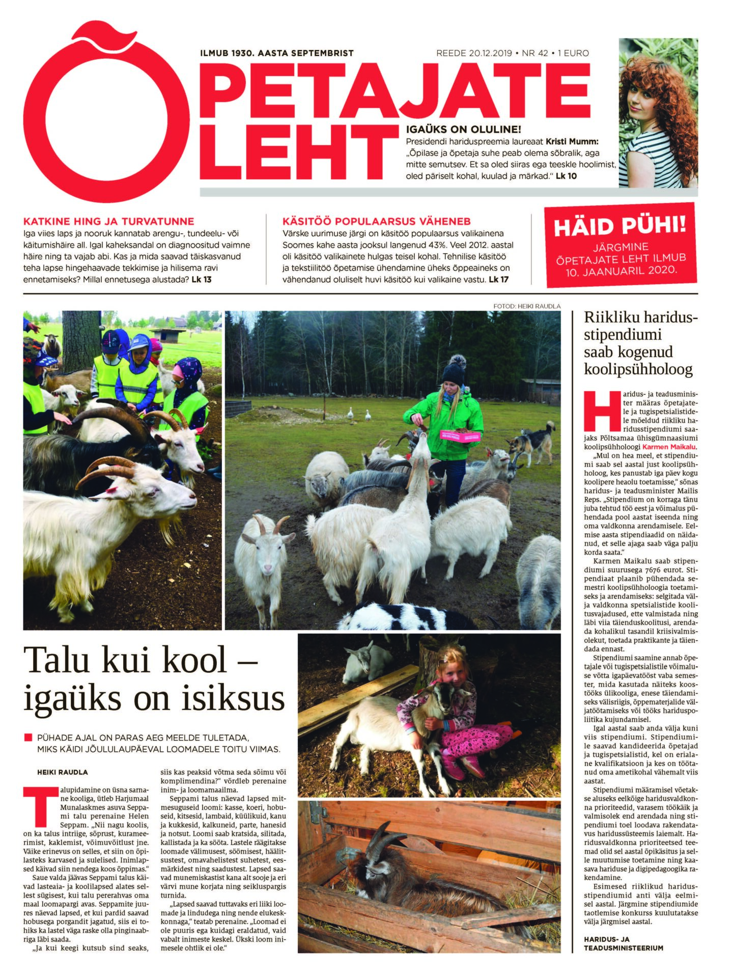 Õpetajate Leht 20. detsembril