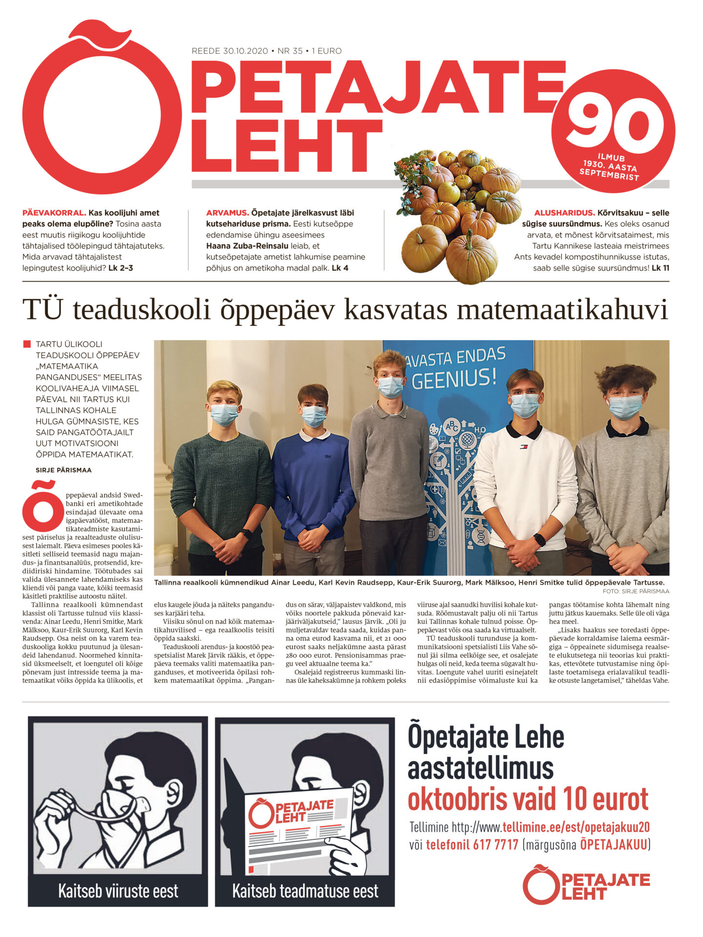 Õpetajate  Leht 30. oktoobril