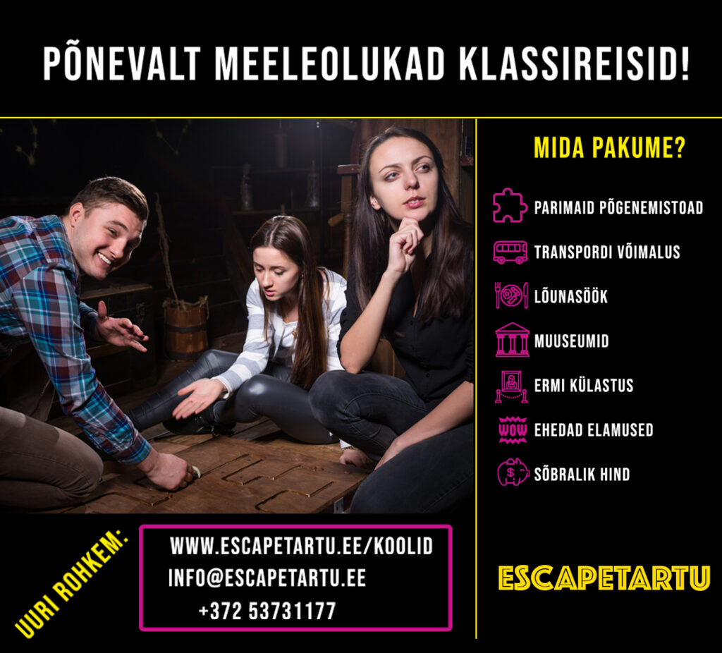 EscapeTartu – meeleolukad ja põnevad klassireisid!