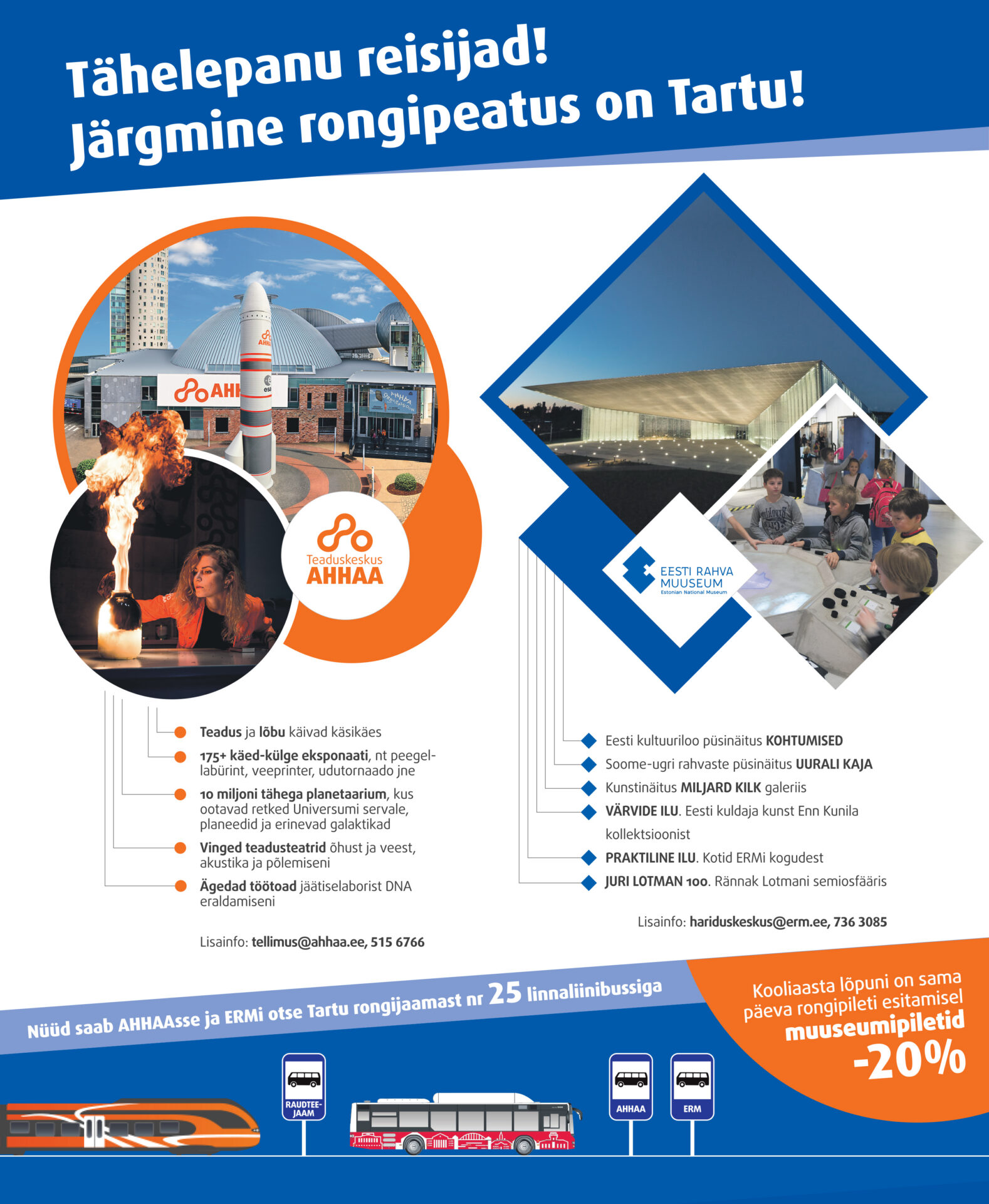 Sel kevadel rongiga klassireisile AHHAA keskusesse ja ERM-i!