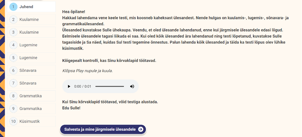 Saksa ja vene keele lähtetaseme testide tulemustest