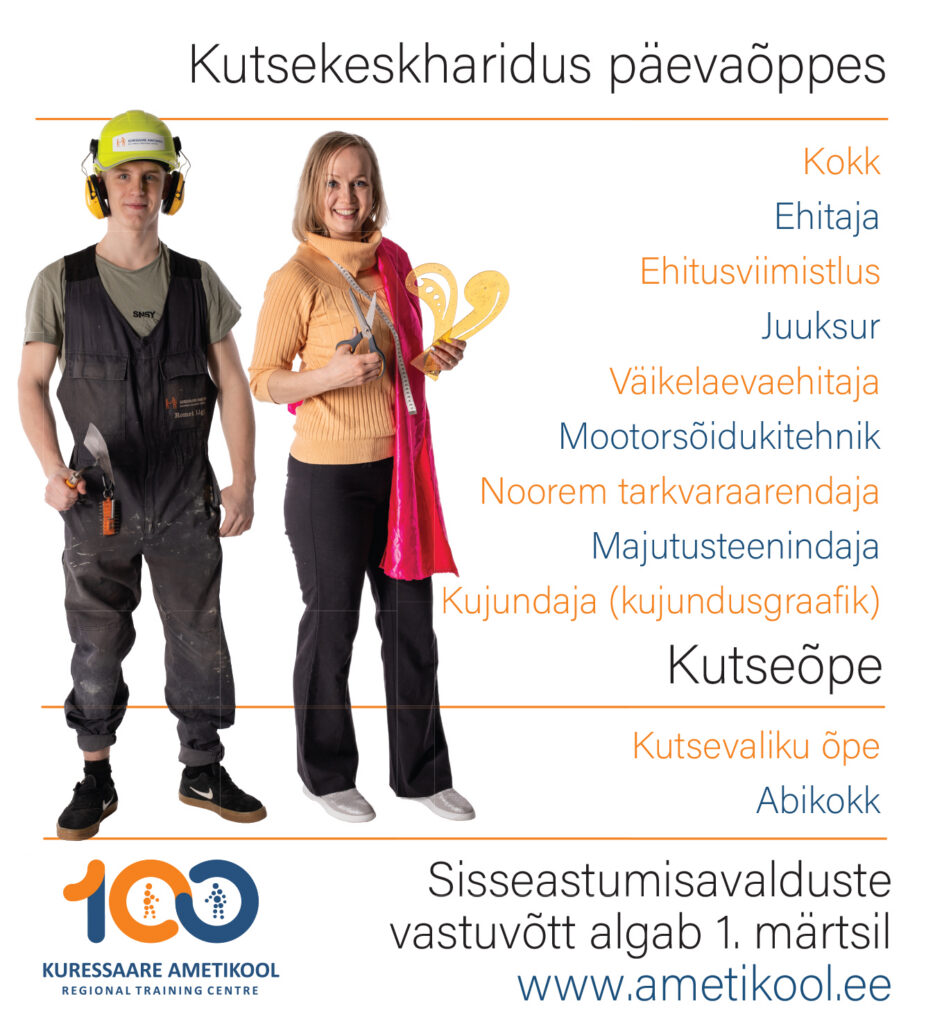 Kutsekeskharidus päevaõppes Kuressaare Ametikoolis